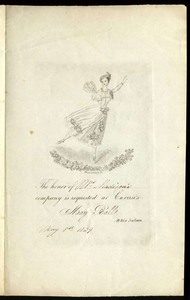 Invitation to Carusi's May Ball 1839