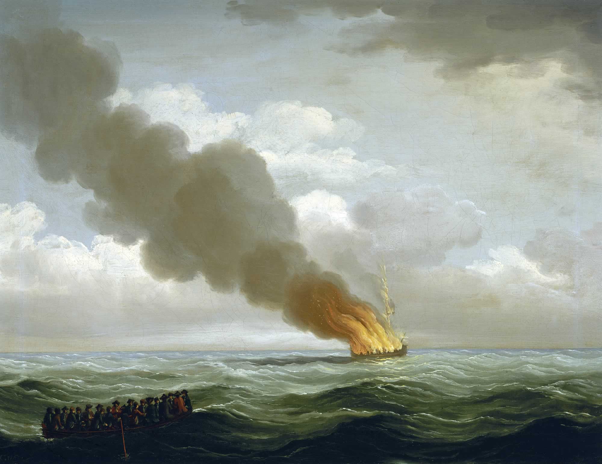 The 'Luxborough Galley' burnt nearly to the water, 25 June 1727