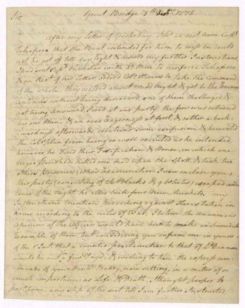 William Woodford to Edmund Pendleton, December 5, 1775, Page 1