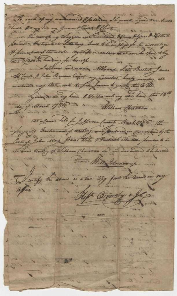 Last Will and Testament of William Christian, Page 4