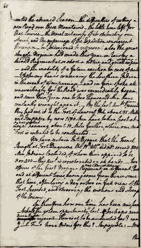George Washington to John Robinson, September 1, 1758, Page 2