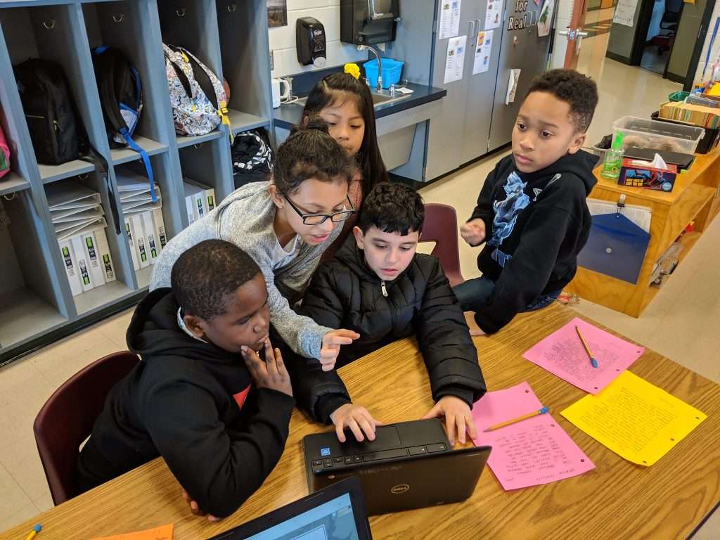 Third grade students in Rockingham county use Encyclopedia Virginia as a model to create biographies of people in their community. Photo by Peter Hedlund