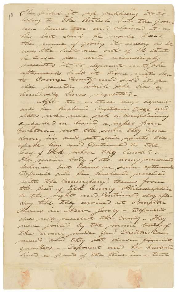 Sarah Benjamin's Account of Yorktown, Page 10