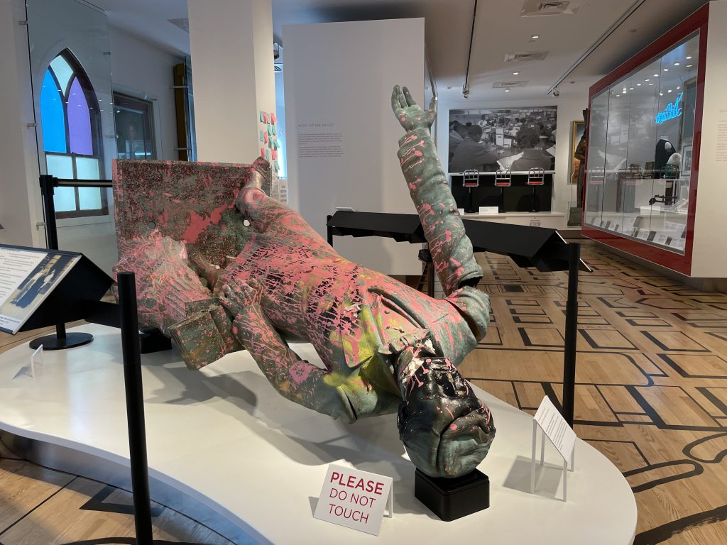 Toppled Jefferson Davis Statue