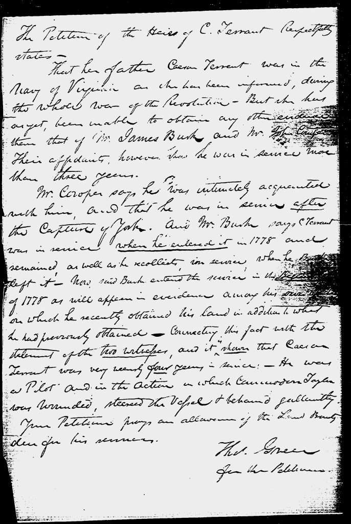 The Petition of the Heirs of Cesar Tarrant