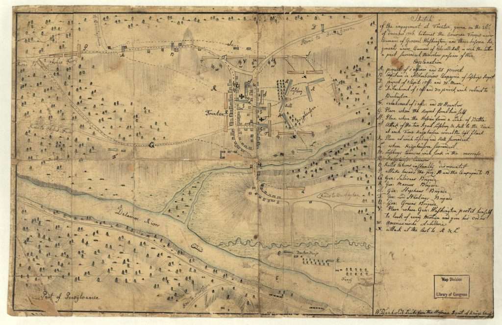 hand drawn map of Battle of Trenton from ca. 1776