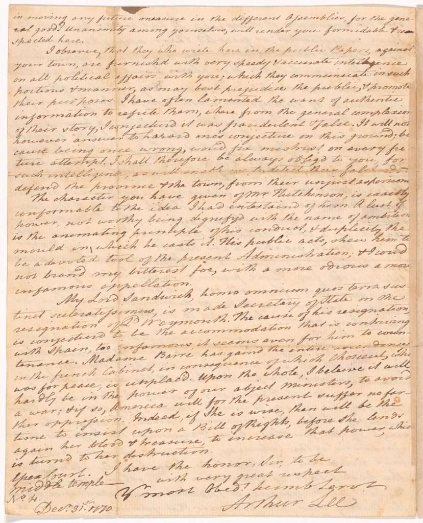 Handwritten script letter