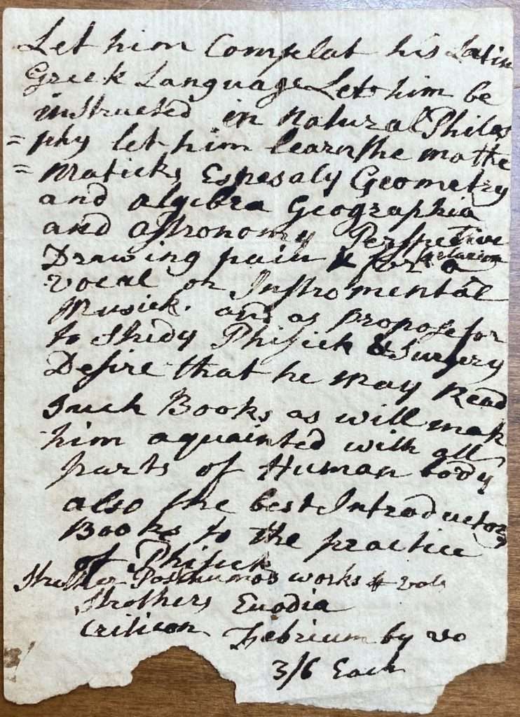 Educational Plan from William Cabell (1700-1774)