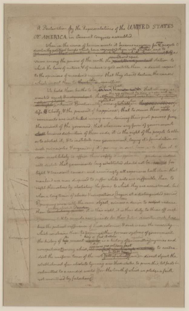 Rough Draft of the Declaration of Independence, Page 1